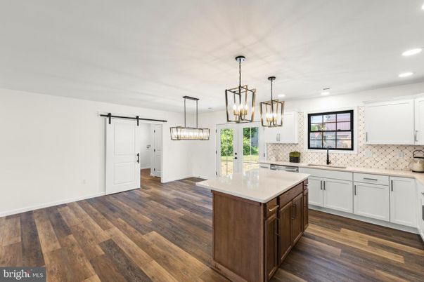 Interior, Kitchen, Pendant Lights, Recessed Lighting, Wood Texture Flooring