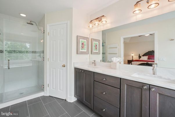 Bathroom, Bedroom, Dual Sink Vanities, Glass Shower, Interior, Recessed Lighting