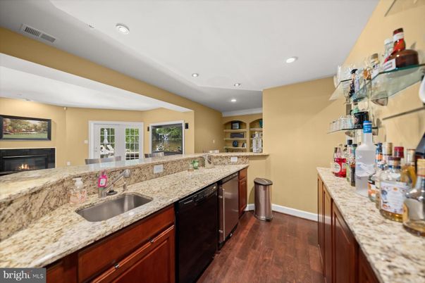 Fireplace, Interior, Recessed Lighting, Wood Texture Flooring