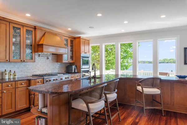 Interior, Kitchen, Recessed Lighting, Stainless Steel Appliances, Water, Wood Texture Flooring