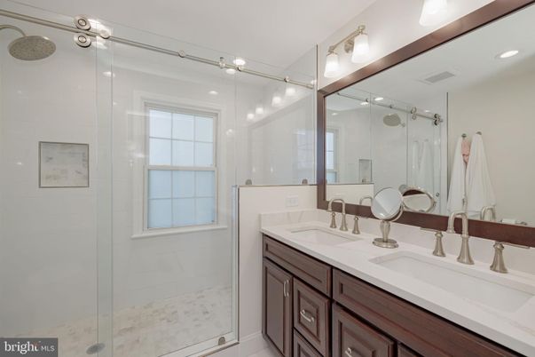 Bathroom, Dual Sink Vanities, Glass Shower, Interior, Recessed Lighting