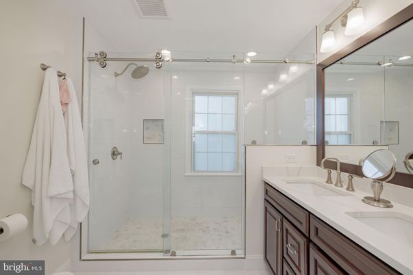 Bathroom, Dual Sink Vanities, Glass Shower, Interior