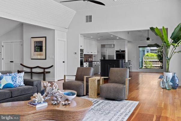 Interior, Kitchen, Living room, Recessed Lighting, Stainless Steel Appliances, Wood Texture Flooring