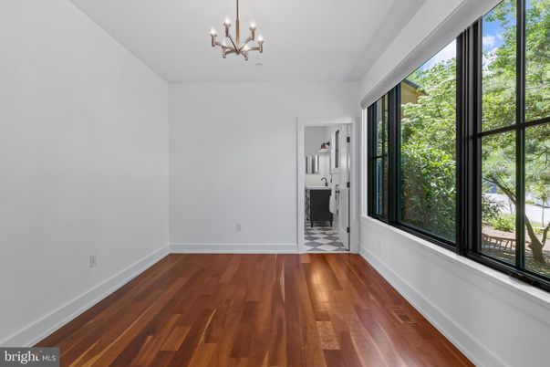 Empty room, Interior, Pendant Lights, Wood Texture Flooring