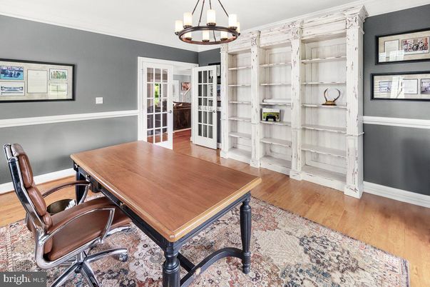 Chandelier, Home Office, Interior, Pendant Lights, Wood Texture Flooring