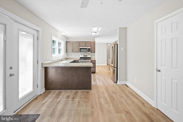 Interior, Kitchen, Stainless Steel Appliances, Wood Texture Flooring
