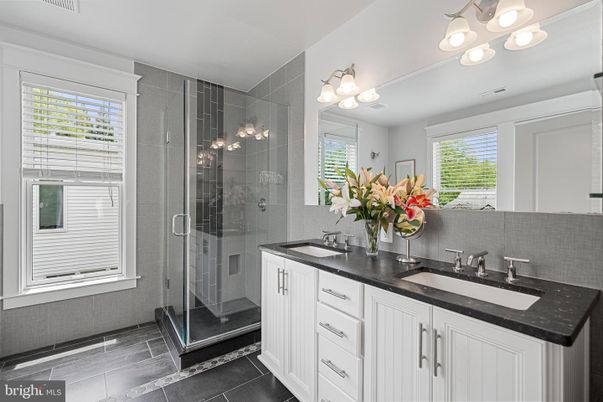 Bathroom, Dual Sink Vanities, Glass Shower, Interior