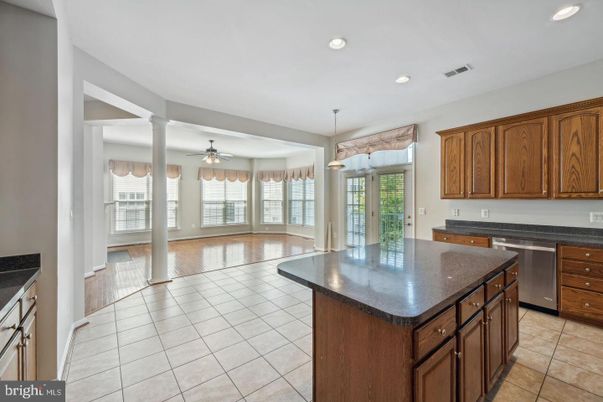 Interior, Kitchen, Pendant Lights, Recessed Lighting, Wood Texture Flooring