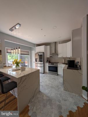Interior, Kitchen, Marble, Pendant Lights, Recessed Lighting, Stainless Steel Appliances