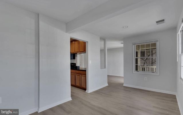 Empty room, Interior, Kitchen, Recessed Lighting, Wood Texture Flooring