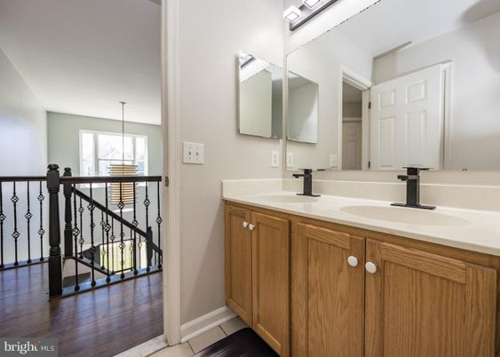 Bathroom, Dual Sink Vanities, Interior, Wood Texture Flooring