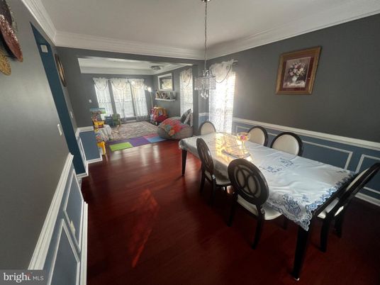 Dining room, Interior, Pendant Lights, Wood Texture Flooring