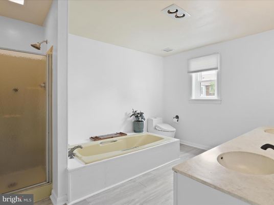 Bathroom, Glass Shower, Interior, Recessed Lighting, Wood Texture Flooring
