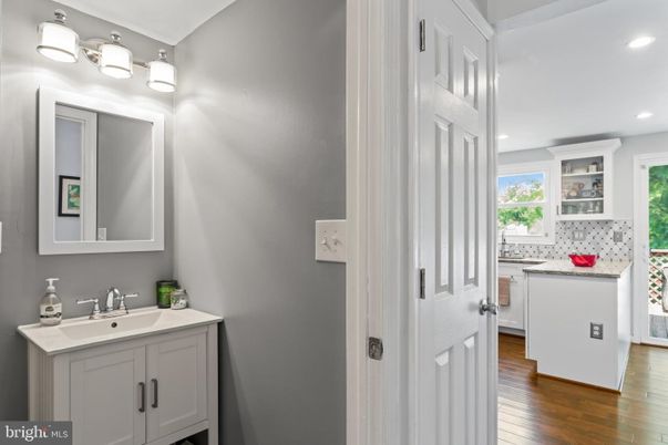 Bathroom, Interior, Recessed Lighting, Wood Texture Flooring