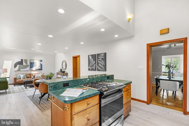 Dining room, Interior, Kitchen, Living room, Recessed Lighting, Wood Texture Flooring