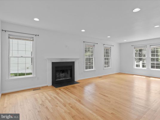 Empty room, Fireplace, Interior, Recessed Lighting, Wood Texture Flooring