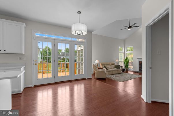 Fireplace, Interior, Living room, Pendant Lights, Wood Texture Flooring
