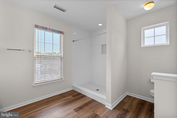 Bathroom, Interior, Recessed Lighting, Wood Texture Flooring