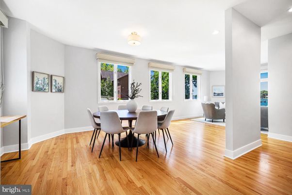Dining room, Interior, Recessed Lighting, Wood Texture Flooring