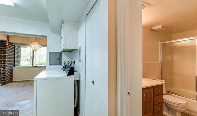 Bathroom, Glass Shower, Interior, Washer