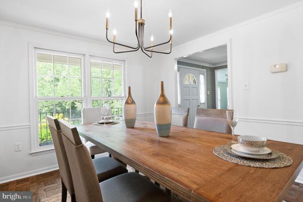 Chandelier, Dining room, Interior, Wood Texture Flooring