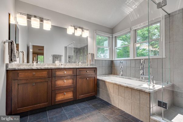 Bathroom, Dual Sink Vanities, Glass Shower, Interior