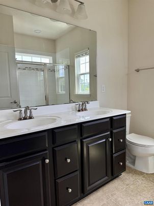 Bathroom, Dual Sink Vanities, Glass Shower, Interior, Recessed Lighting