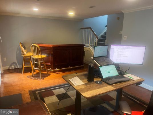Home Office, Interior, Recessed Lighting, Wood Texture Flooring