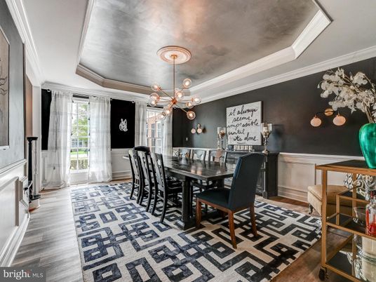 Dining room, Interior, Pendant Lights, Wood Texture Flooring