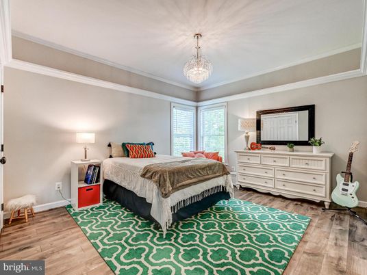 Bedroom, Chandelier, Interior, Wood Texture Flooring