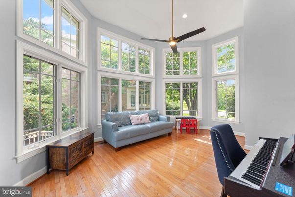 Interior, Piano, Recessed Lighting, Sun Room, Wood Texture Flooring