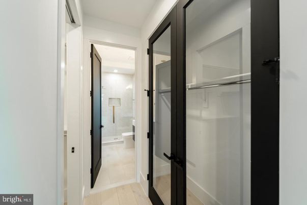 Bathroom, Glass Shower, Interior, Recessed Lighting, Wood Texture Flooring