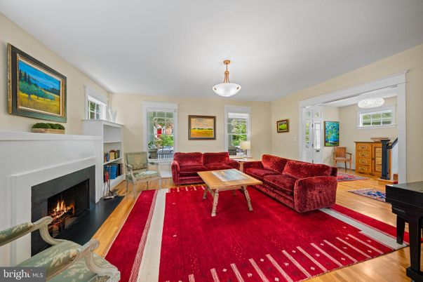 Fireplace, Interior, Living room, Pendant Lights, Piano, Wood Texture Flooring