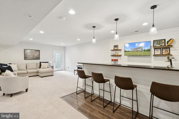 Interior, Living room, Pendant Lights, Recessed Lighting, Wood Texture Flooring