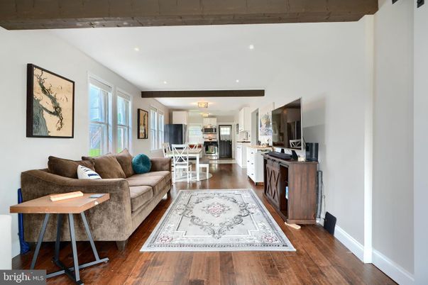 Dining room, Interior, Kitchen, Living room, Recessed Lighting, Stainless Steel Appliances, Wood Texture Flooring