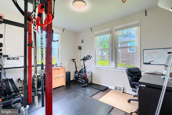 Fitness Equipment, Home Office, Interior, Wood Texture Flooring