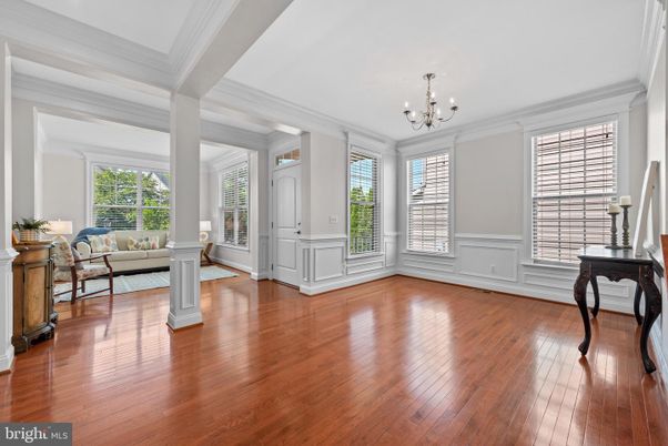 Chandelier, Empty room, Interior, Living room, Wood Texture Flooring