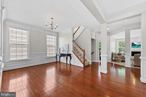 Chandelier, Fireplace, Interior, Recessed Lighting, Wood Texture Flooring