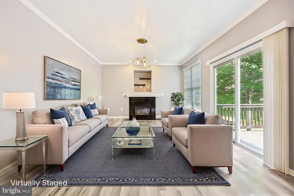 Fireplace, Interior, Living room, Pendant Lights, Recessed Lighting, Wood Texture Flooring
