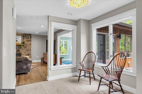 Interior, Recessed Lighting, Stone Walls, Wood Texture Flooring