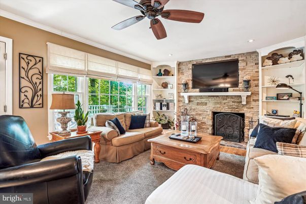 Fireplace, Interior, Living room, Recessed Lighting, Stone Walls