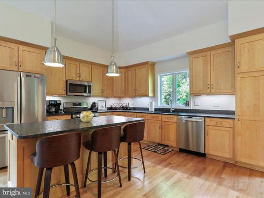 Interior, Kitchen, Pendant Lights, Stainless Steel Appliances, Wood Texture Flooring