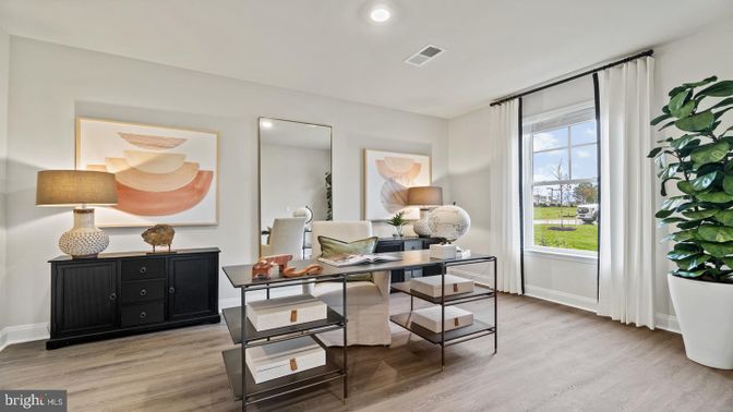 Home Office, Interior, Recessed Lighting, Wood Texture Flooring