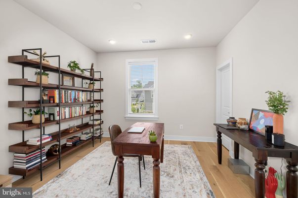 Home Office, Interior, Recessed Lighting, Wood Texture Flooring