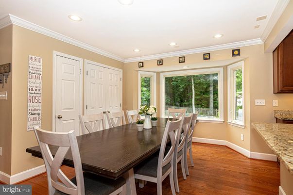 Dining room, Interior, Recessed Lighting, Wood Texture Flooring
