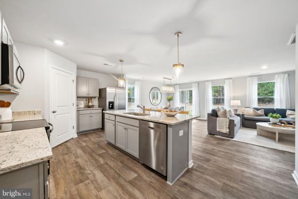 Interior, Kitchen, Living room, Pendant Lights, Recessed Lighting, Stainless Steel Appliances, Wood Texture Flooring