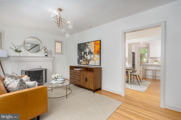 Dining room, Fireplace, Interior, Living room, Pendant Lights, Wood Texture Flooring