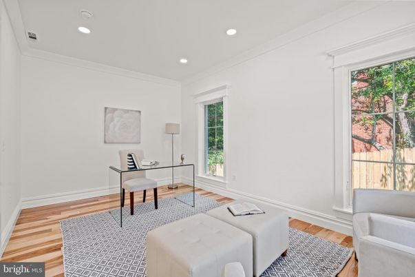 Home Office, Interior, Recessed Lighting, Wood Texture Flooring