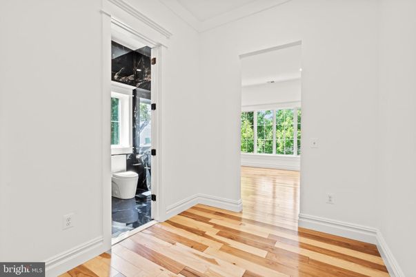 Bathroom, Empty room, Interior, Recessed Lighting, Wood Texture Flooring