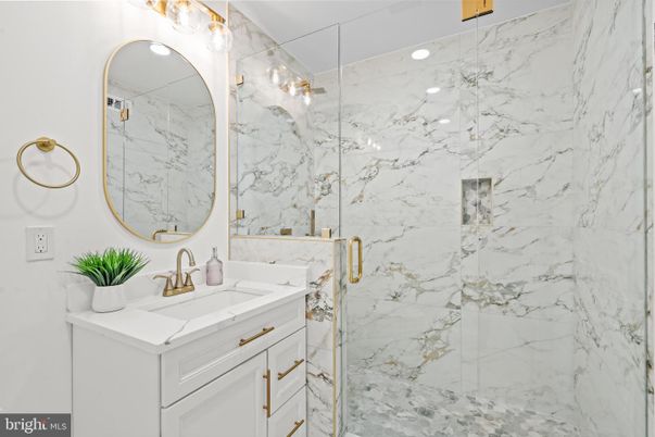 Bathroom, Glass Shower, Interior, Marble Walls